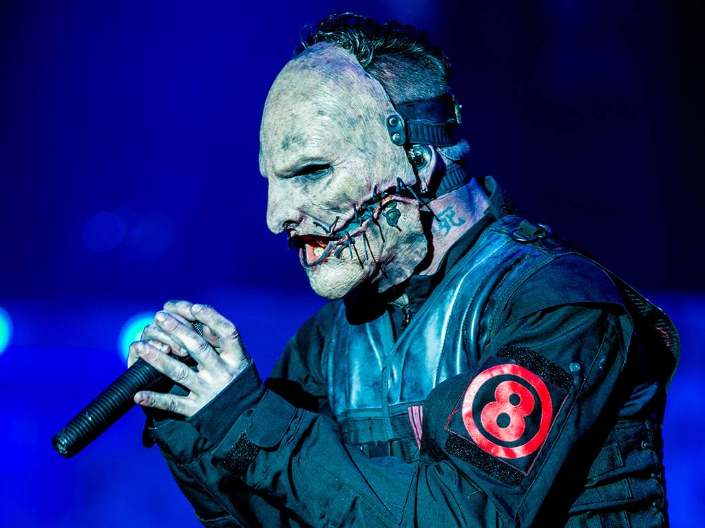 Corey Taylor of Slipknot performs at Donnington Park on June 12, 2015, in Donnington, England.