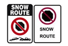 Snow route signs.