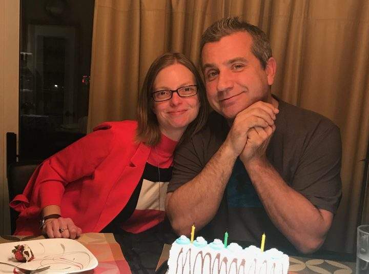 Tony Timmons, pictured with his wife Lisa, is a match for Ryan McLennan.