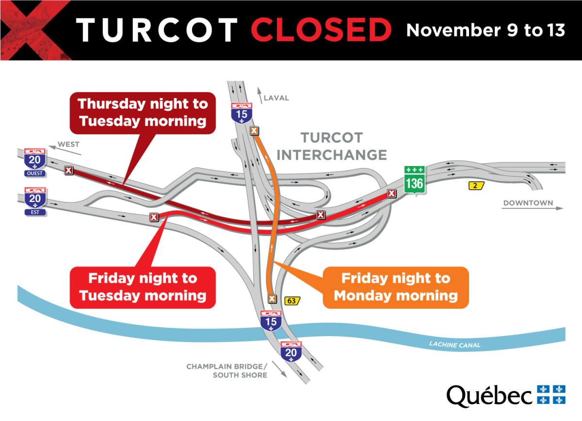 A map of closures starting Thursday night.