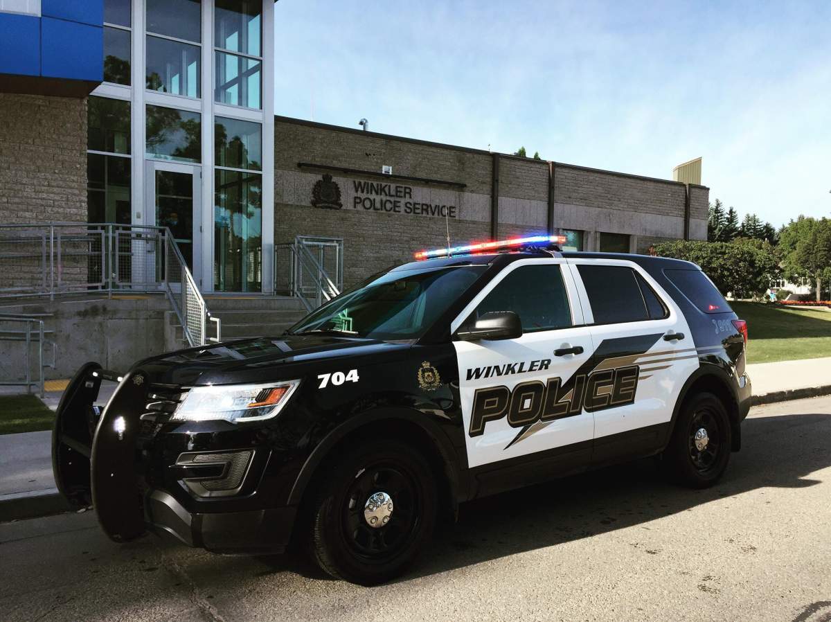 A police vehicle in Winkler, Man., is seen in this file photo.
