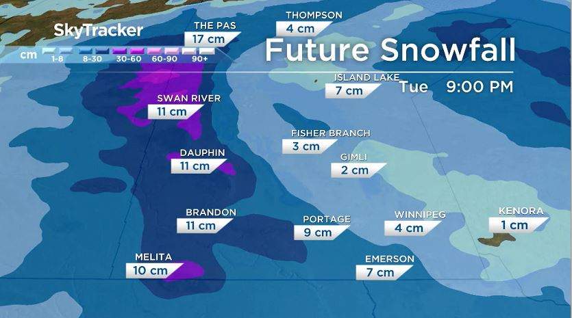 Snowfall warning starts the week in Manitoba - image