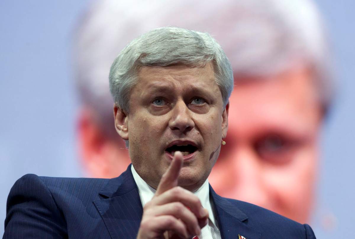 Former Prime Minister of Canada Stephen Harper speaks at the 2017 American Israel Public Affairs Committee (AIPAC) policy conference in Washington, Sunday, March 26, 2017. 