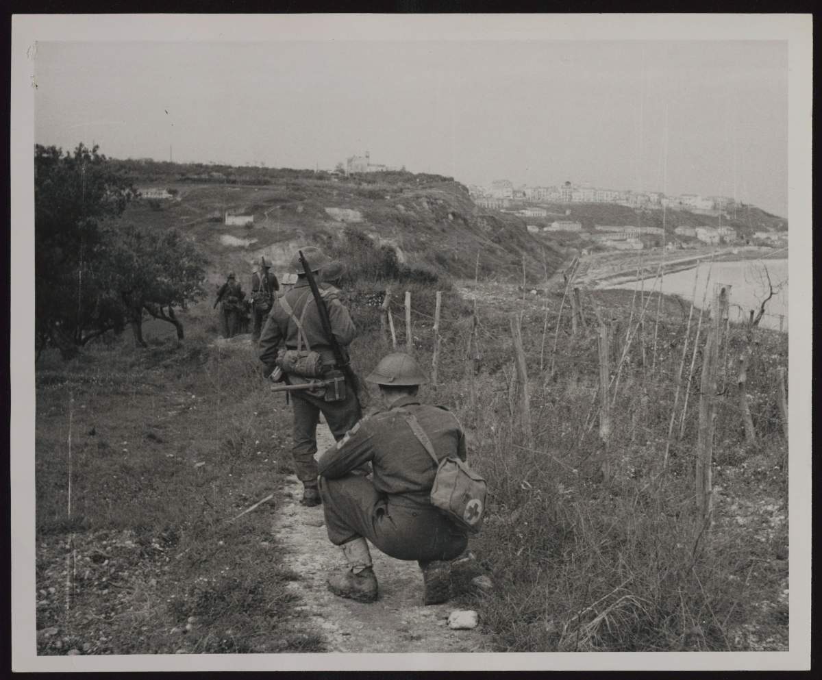 B Company, Seaforth Highlanders of Canada, is forced to follow a narrow footpath for two miles along the hilly Adriatic coast during the Allied advance through Italy in the Second World War.