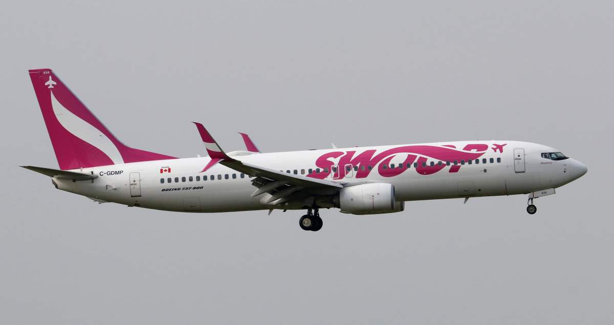 The Swoop Airlines flight was originally destined to arrive in Hamilton from Edmonton, police say.