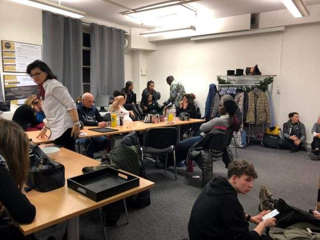 People take shelter at Galeries Lafayette after gunshots were heard in Strasbourg, France, December 11, 2018 in this picture obtained from social media.