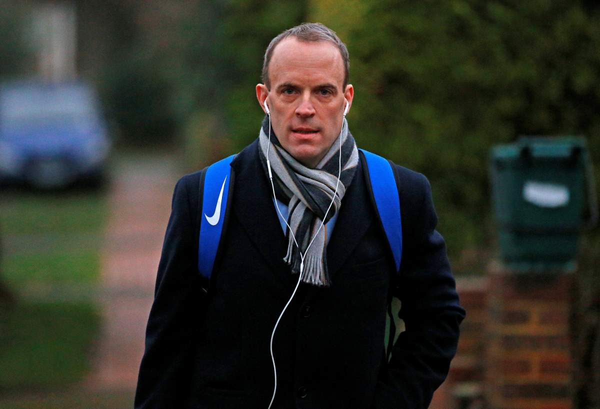 Dominic Raab, former Secretary of State for Exiting the European Union, leaves his home after it was announced that the Conservative Party will hold a vote of no confidence in the prime minister, London, Britain, December 12, 2018.