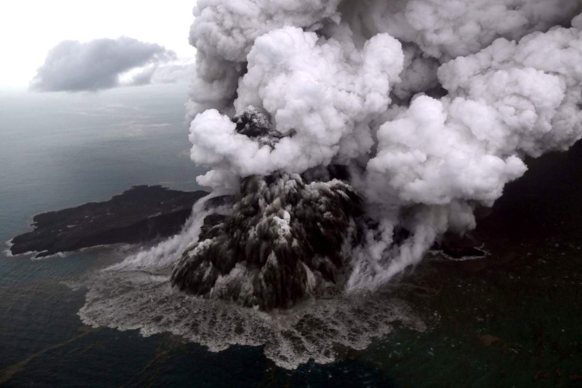 Anak Krakatau volcano is shown during an eruption at Sunda strait in South Lampung, Indonesia, Dec. 3, 2018 in a photo taken by Antara Foto.
