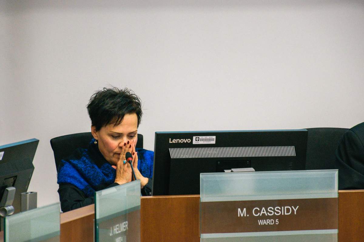 Ward 5 Coun. Maureen Cassidy attends a committee meeting inside city hall on Dec. 4, 2018.