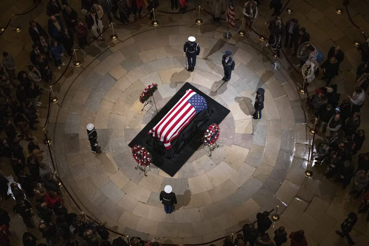 Former United States President George H.W. Bush lies in state in the Rotunda of the US Capitol on Monday, December 3, 2018 in Washington, DC, USA.
