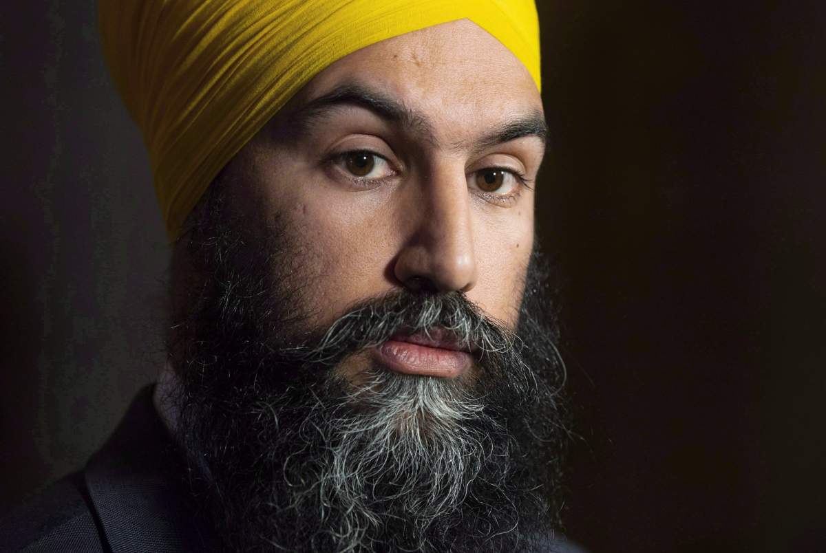 NDP Leader Jagmeet Singh speaks with the media following caucus on Parliament Hill in Ottawa, Wednesday November 28, 2018. 


