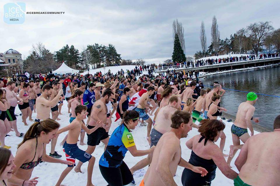 File. Okanagan lake polar bear dip.