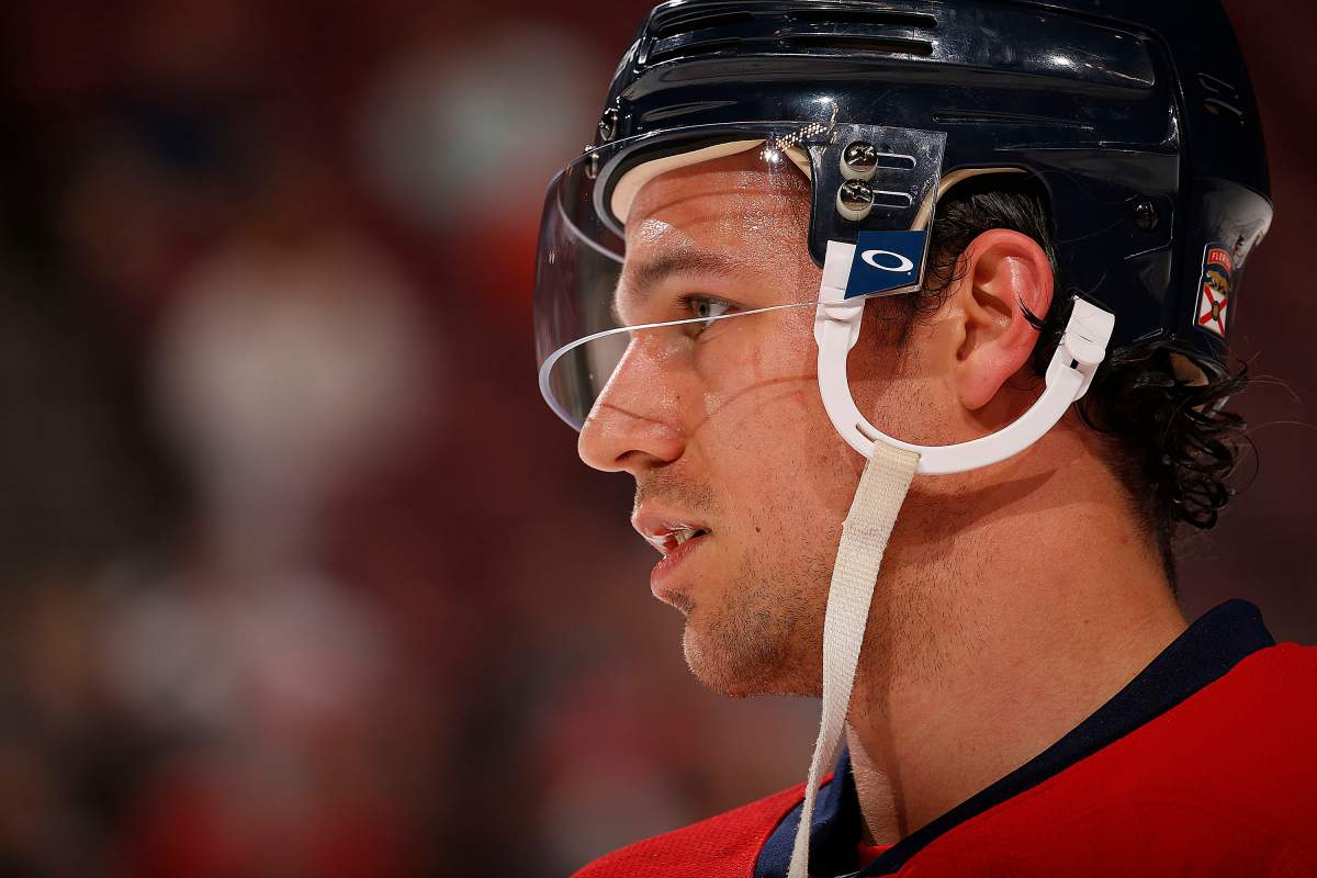 Alex Petrovic #6 of the Florida Panthers skates on the ice prior to the start of the game against the Carolina Hurricanes at the BB&T Center on March 21, 2017 in Sunrise, Florida.