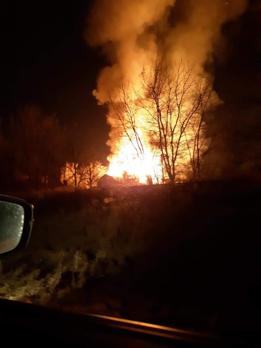 Fire crews worked to extinguish a blaze at a barn Tuesday night in Dorchester. 