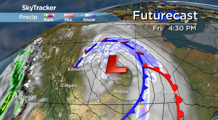 Behind the system swinging through on Friday the chance of some snow slides in.