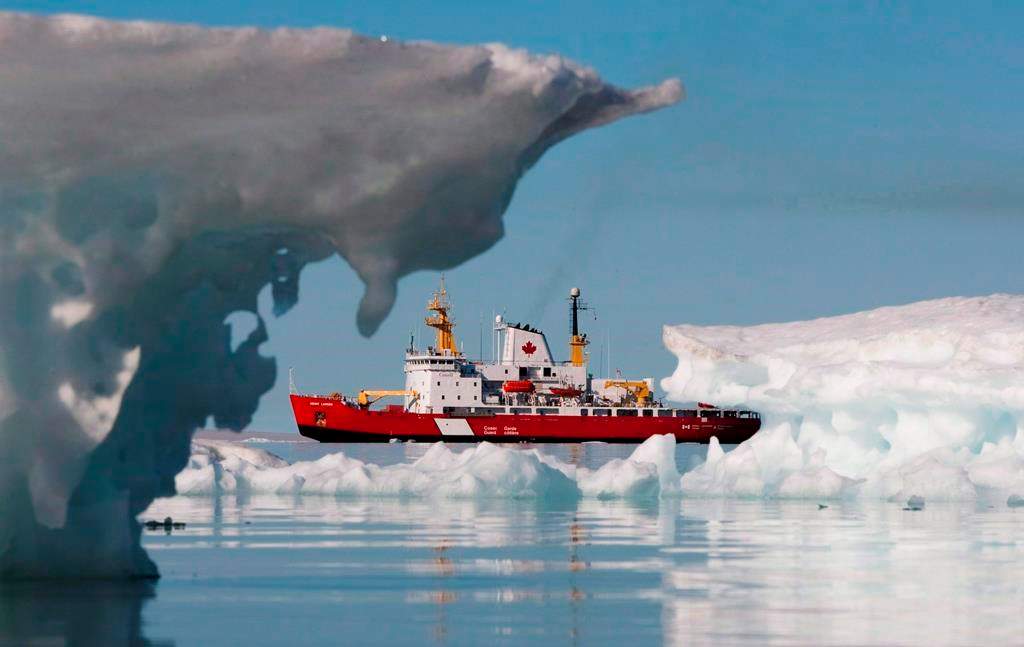 The Canadian Coast guard's medium icebreaker Henry Larsen is seen in Allen Bay during Operation Nanook as Prime Minister Stephen Harper visits Resolute, Nunavut on the third day of his five day northern tour to Canada's Arctic on August 25, 2010.