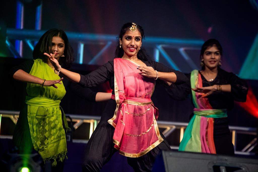Woman dance during Cape Breton University's Diwali festival in Sydney, N.S. in an undated handout photo.