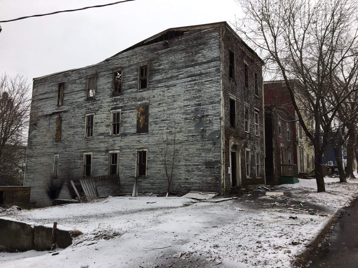 A fire at this abandoned home on Victoria Street in Saint John, N.B., has forced it to be demolished.
