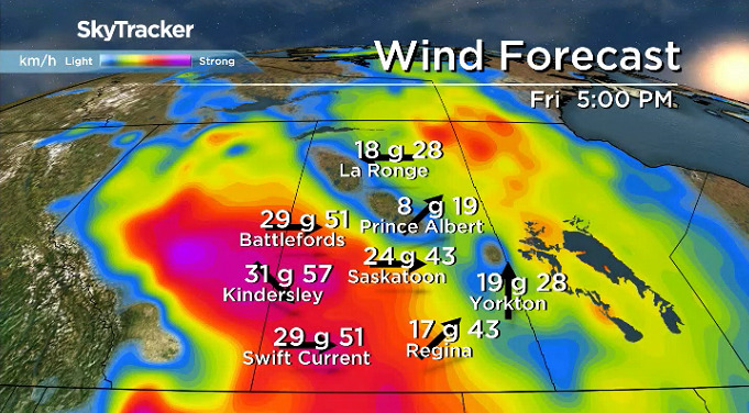 Gusty west-northwesterly winds kick in behind the system sliding through later on Friday.