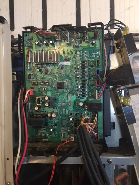 Steven Van de Sande says the surge completely fried his heat pumps. He took a photo of the circuit boards inside.