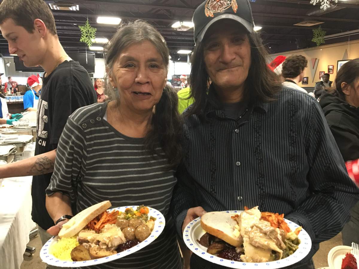 Karen Millings and Wayne Gladue at the Christmas Eve Feast.