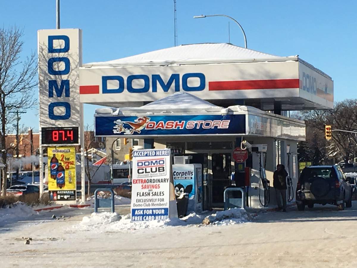 Gas prices in Winnipeg on Dec. 28, 2019.