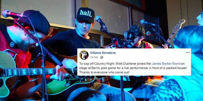 Ottawa Senators Matt Duchene sings with the James Barker Band - image