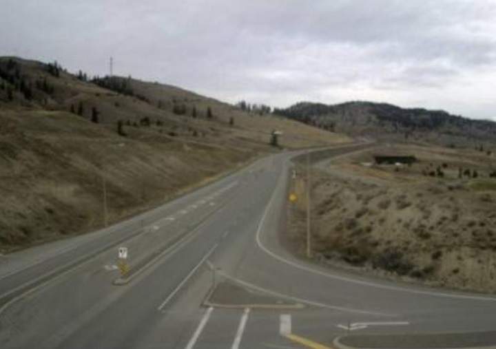 A view of road conditions at Savona, approximately 45 kilomtres north of Kamloops.