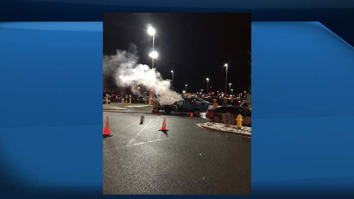 The Regina Fire Department battled a truck fire in Harbour Landing on Thursday night.