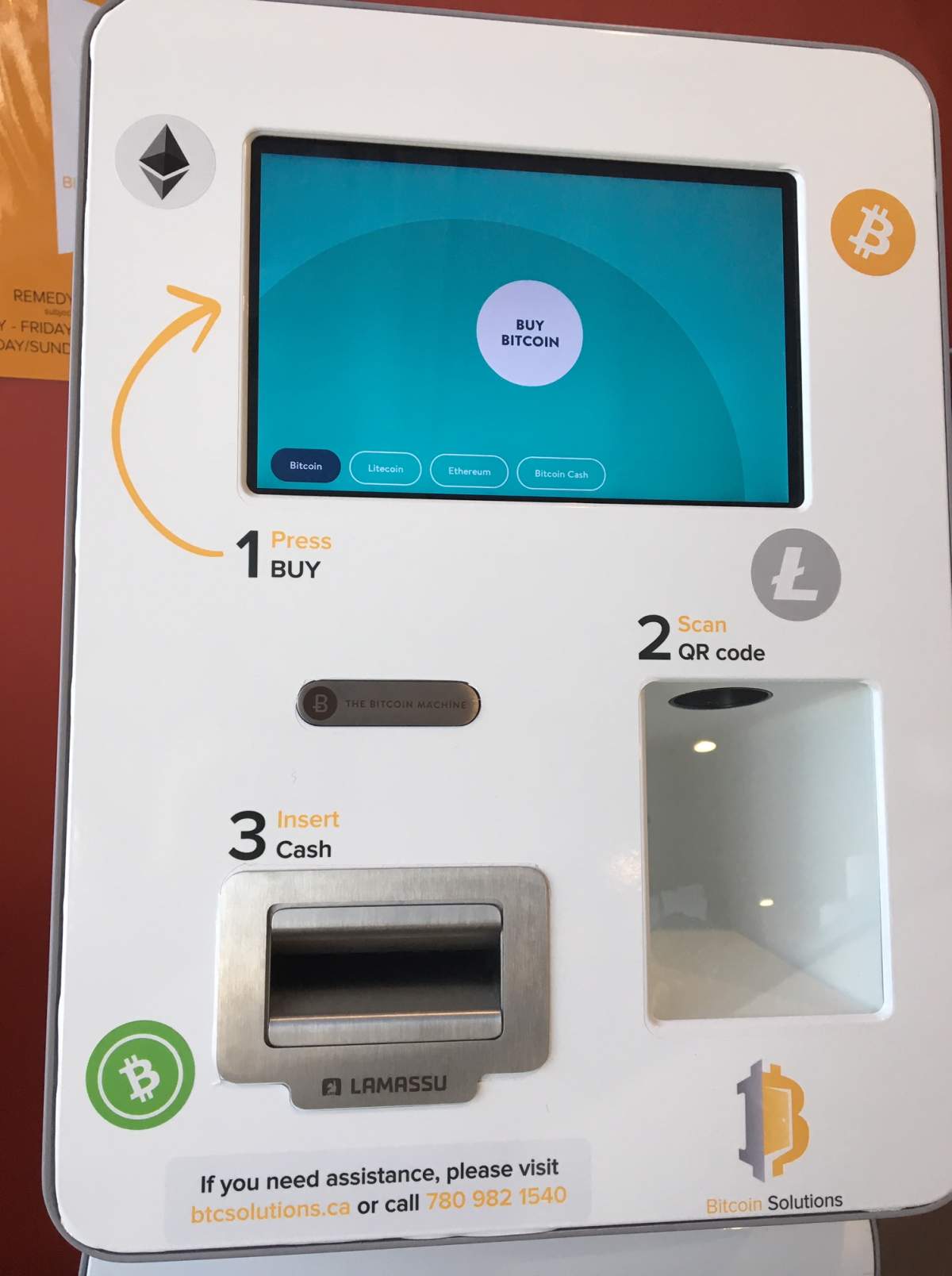 A BitCoin machine inside Remedy Cafe in southwest Edmonton’s Terwillegar Towne neighbourhood. December 12, 2018.