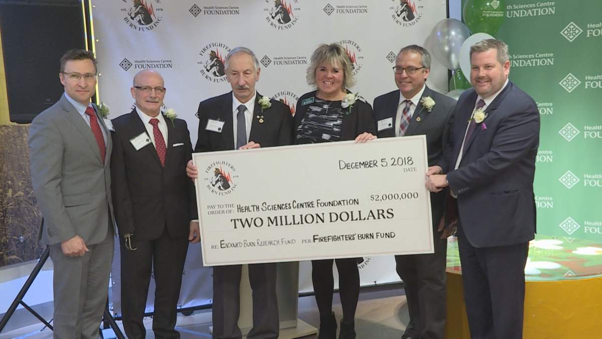 The Firefighters' Burn Fund presented a $2 million donation to the Health Sciences Centre Foundation Wednesday.