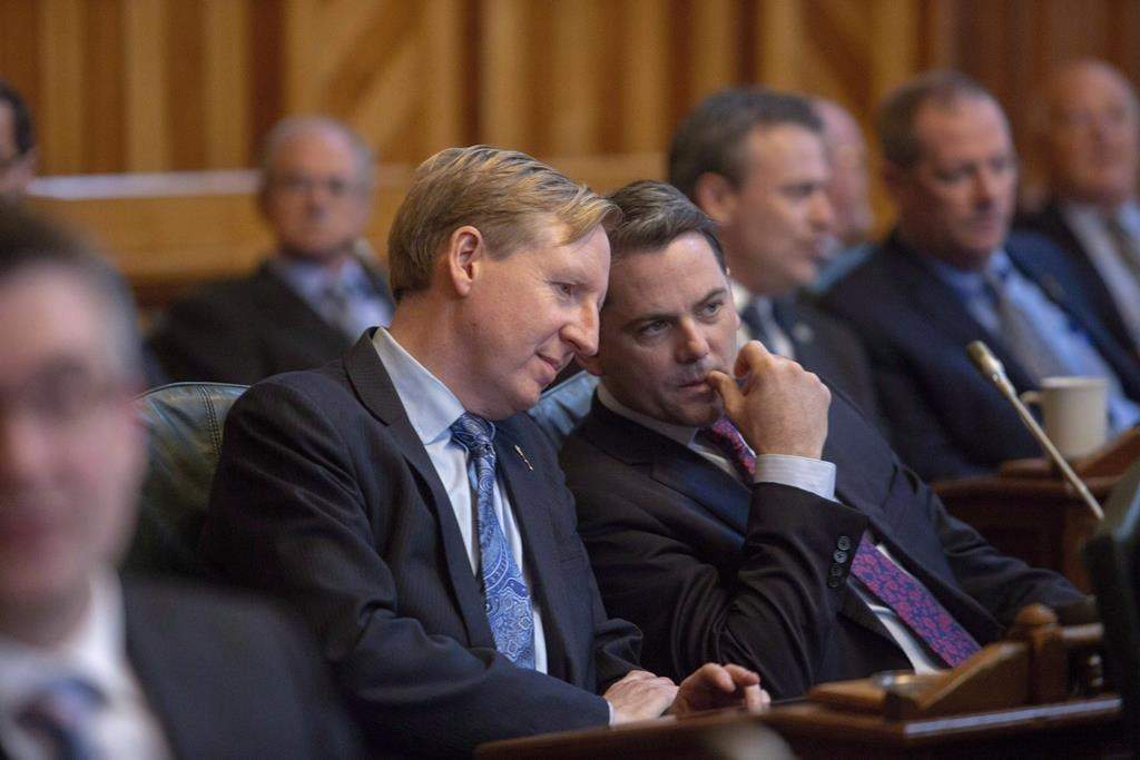 Dominic Cardy was part of a heated exchanged in Saint John with People's Party of Canada leader Maxime Bernier on Friday. He is pictured here with former MLA Jake Stewart.