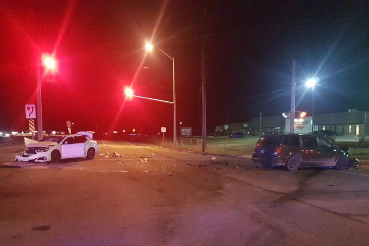 Highway 7 in New Hamburg was closed for several hours Monday night.