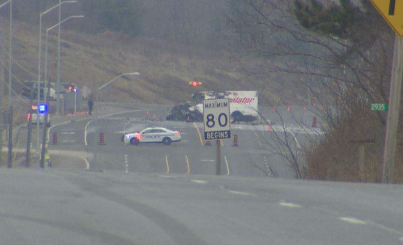 The scene of the fatal collision in Pickering Saturday.