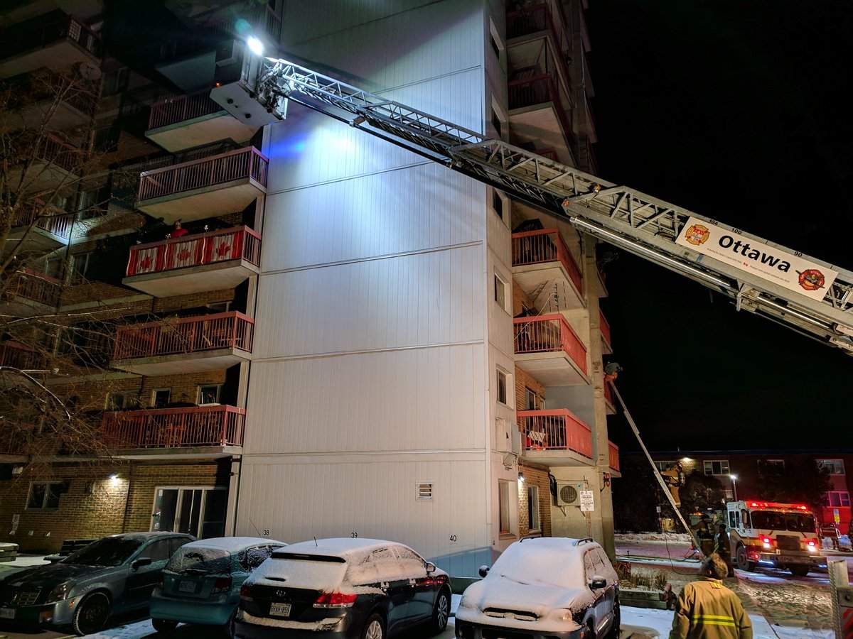 Ottawa firefighters had to rescue several residents from their balconies after a three-alarm fire broke out in an apartment high-rise east of the downtown core earlier this morning.