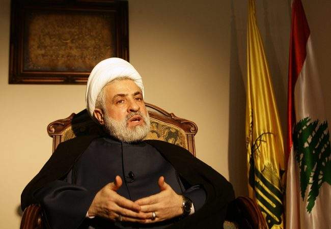 Lebanese Hezbollah deputy chief Sheikh Naim Qassem speaks during an interview with AFP in Beirut, Lebanon, Aug. 4, 2010.