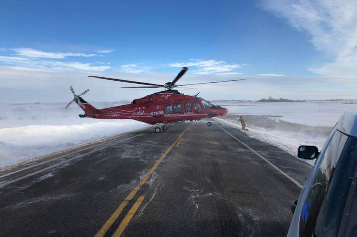 The Saskatoon Fire Department says it assisted in the safe landing of a STARS helicopter onto Highway 5.
