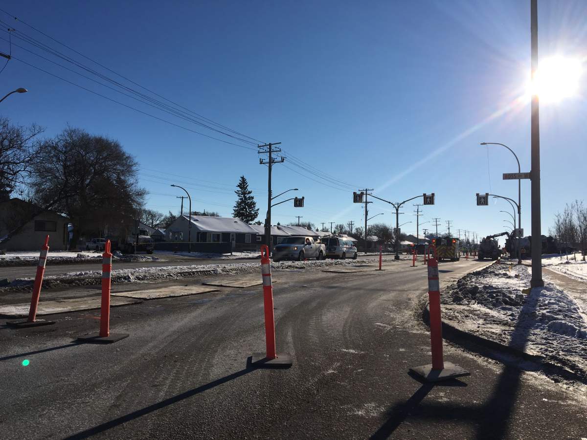 Route 90 was completely closed to traffic Friday afternoon.