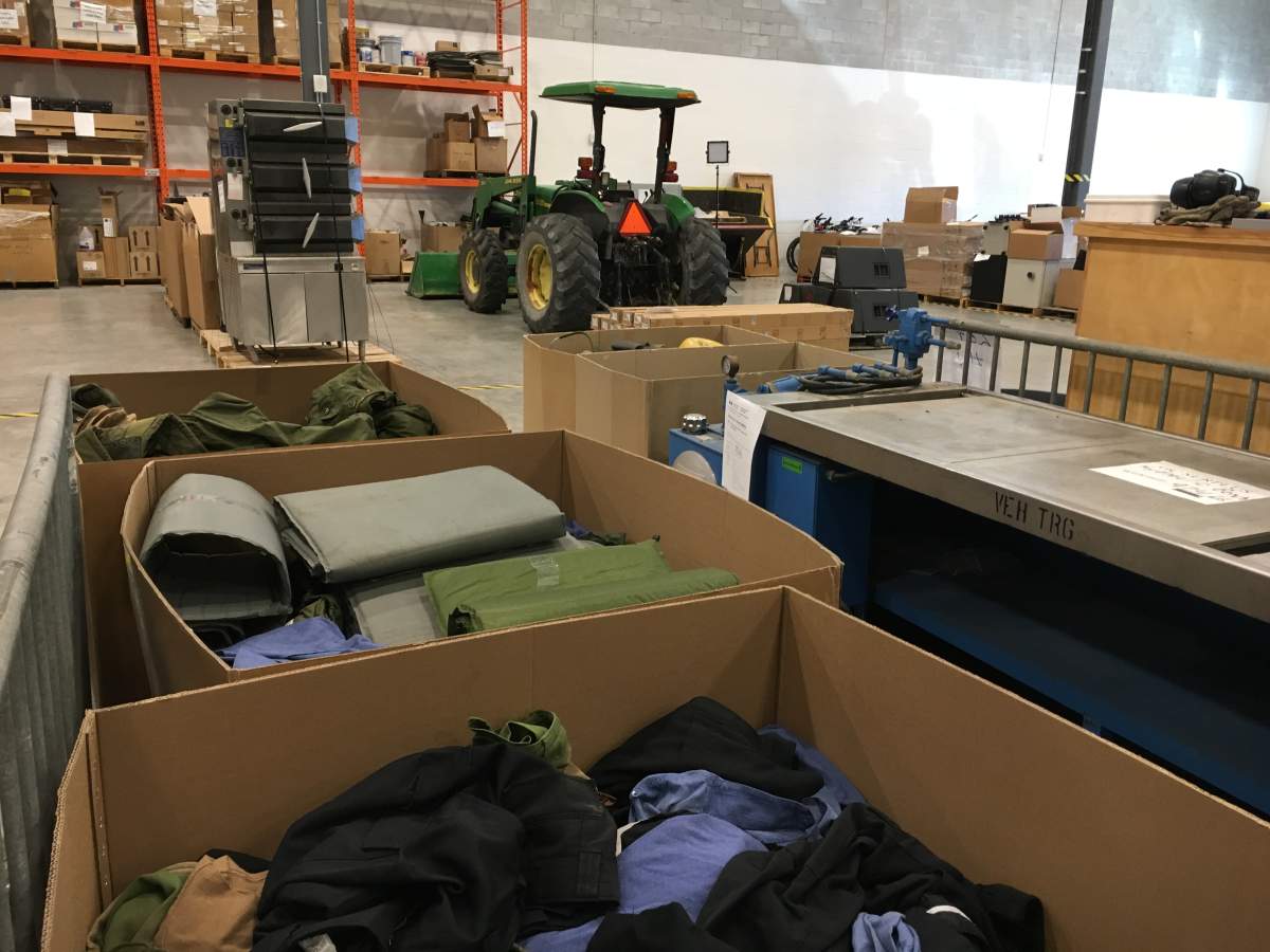 Miscellaneous items in the Ottawa warehouse of GC Surplus