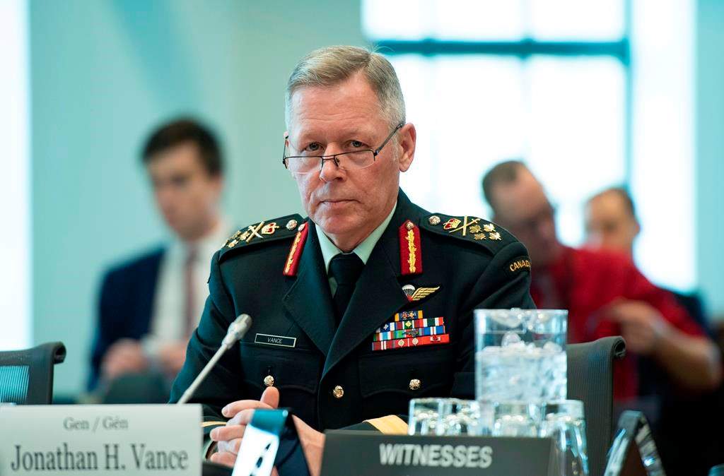 Chief of the Defence Staff Jonathan Vance prepares to appear before the Standing Committee on National Defence on Parliament Hill in Ottawa on Thursday, Dec. 6, 2018. THE CANADIAN PRESS/Justin Tang.
