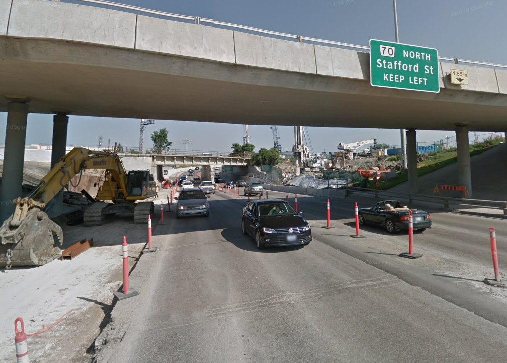The Jubilee underpass under construction in Winnipeg.