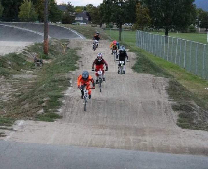 Racing action at the Kelowna BMX Club, which has plans to rebuild its track.