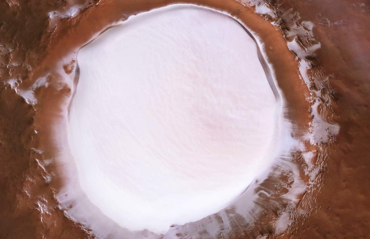 A perspective of the Korolev crater on Mars.