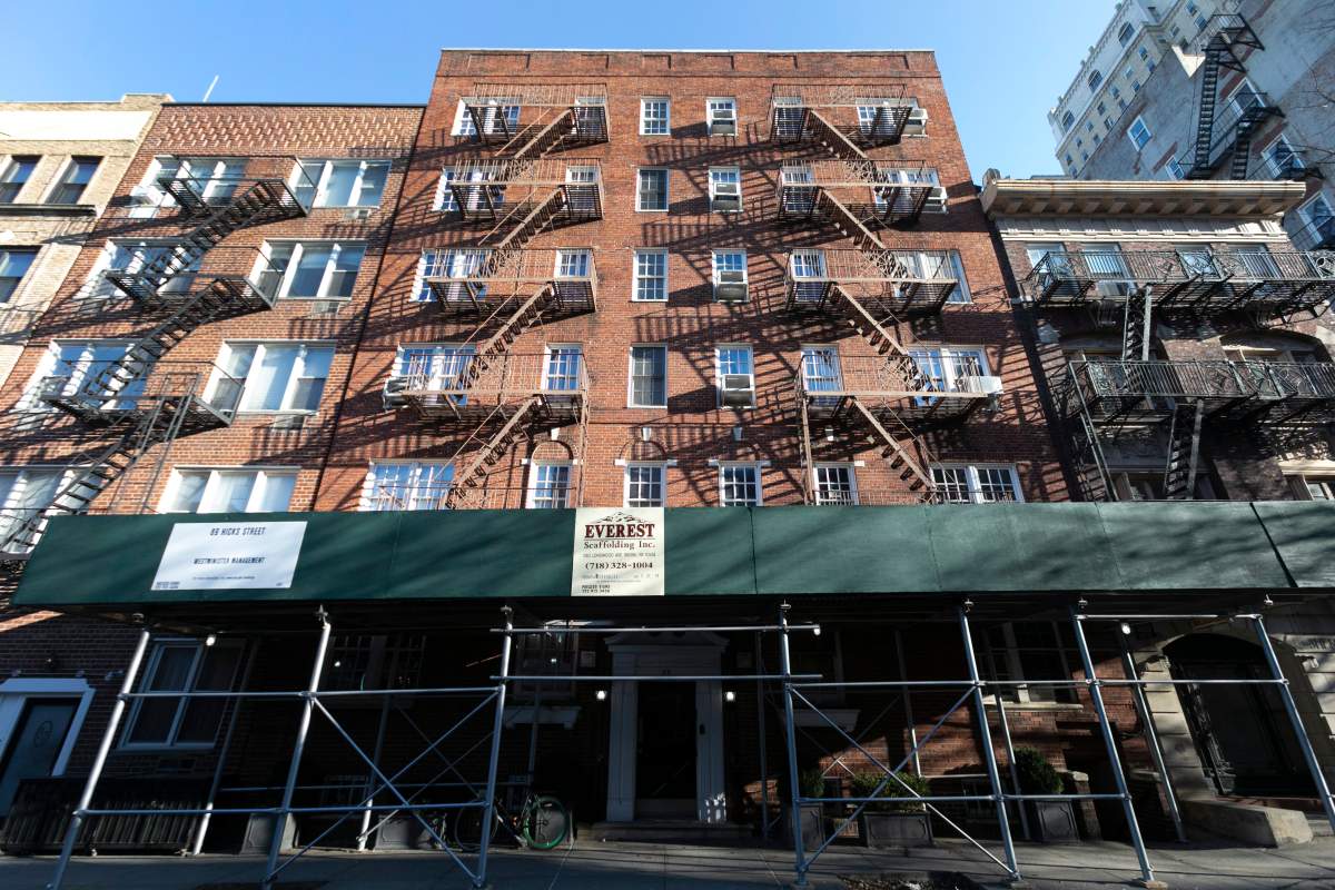 In this Dec. 10, 2018 photo, an apartment building, center, owned by Kushner Companies, is shown in the Brooklyn Heights neighborhood of New York.