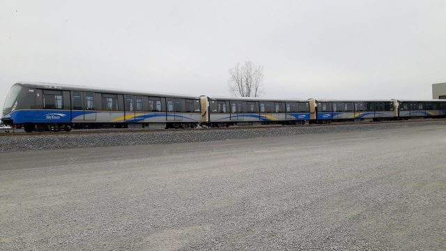 Train two pictured on a track in Burnaby.