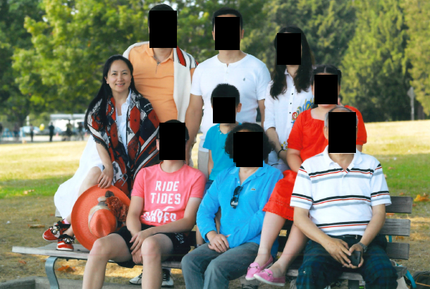 Meng Wanzhou with family.