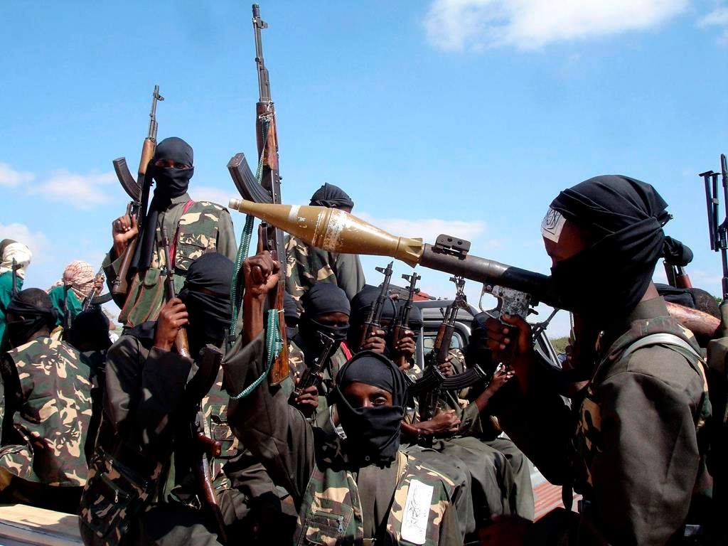 A 2008 file photo of armed al-Shabaab fighters outside Mogadishu, Somalia. (AP Photo/Farah Abdi Warsameh)