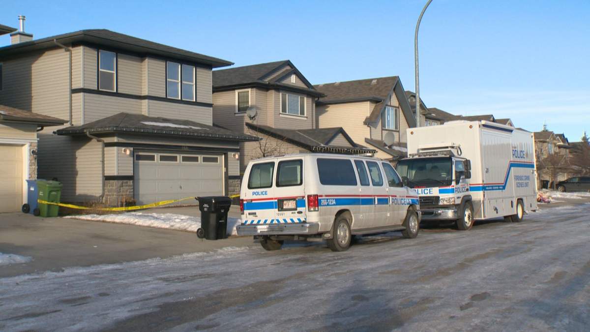 Calgary police on the scene of a fatal shooting in Panorama Hills on Tuesday, Dec. 18.