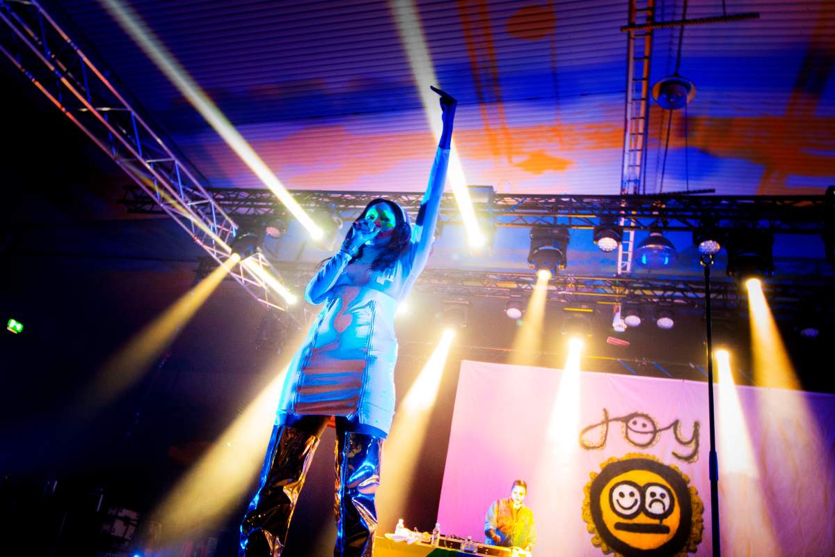 Swedish rapper Joy M’Batha performs during the Statement Festival in Gothenburg, Sweden, on Aug. 31, 2018.