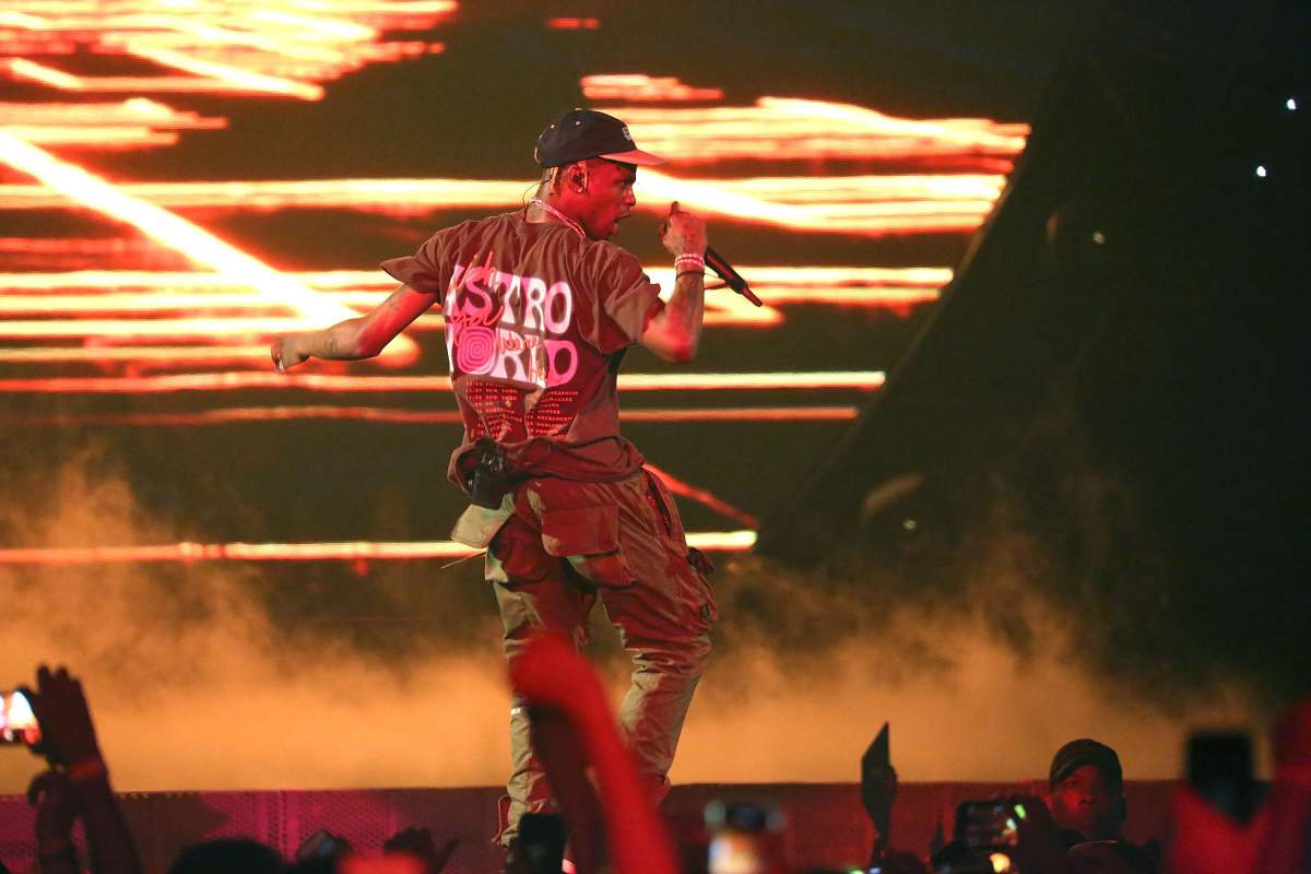 Travis Scott performs on stage during the Astroworld: Wish You Were Here Tour at Prudential Center on Nov. 24, 2018, in Newark, N.J.